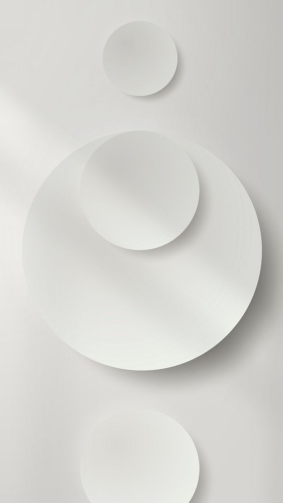 White round paper cut with drop shadows mobile phone wallpaper vector