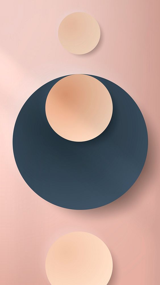 Colorful round paper cut with drop shadow on pale pink background mobile phone wallpaper vector