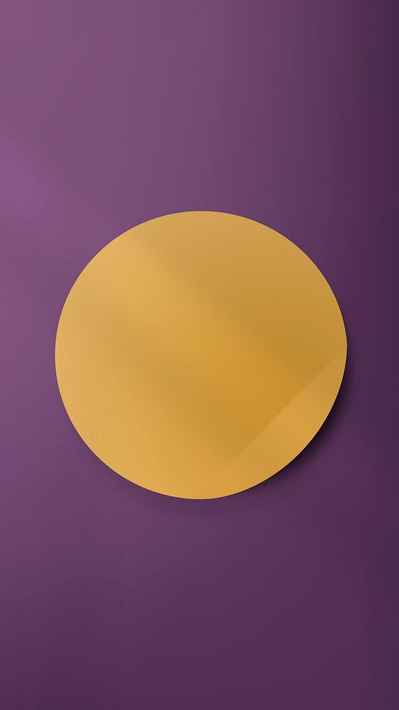 Yellow round paper cut on purple background mobile phone wallpaper vector