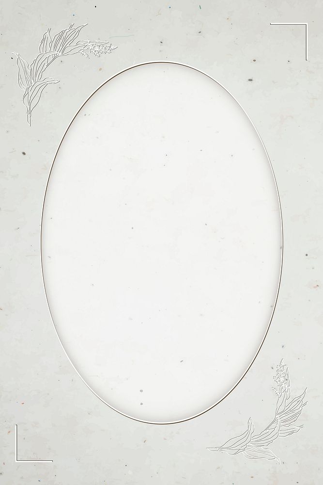 Gray floral oval frame vector