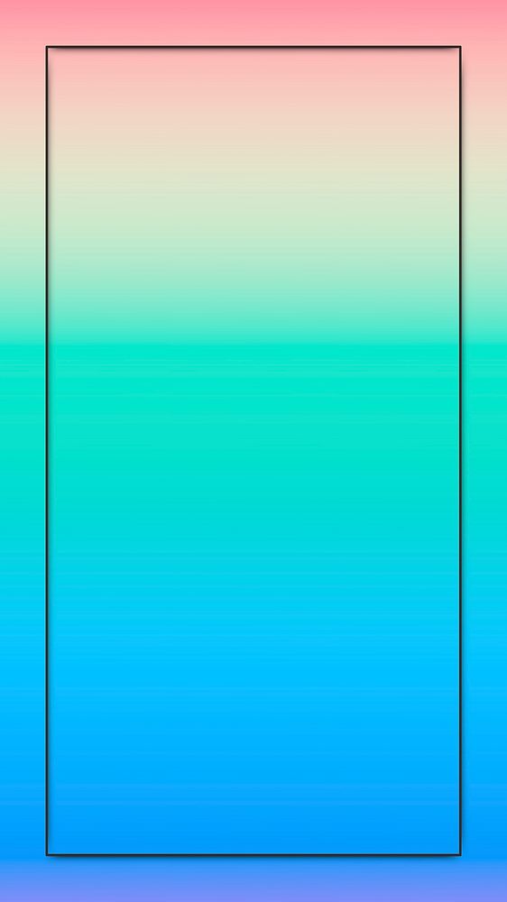 Black frame on pastel blue and green holographic pattern mobile phone wallpaper vector