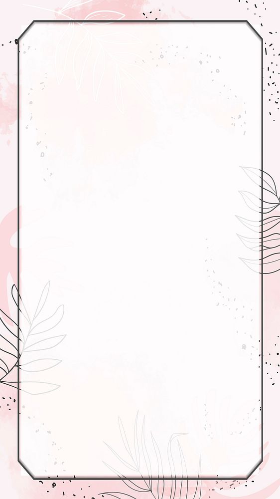 Pink rectangle watercolor frame mobile phone wallpaper vector