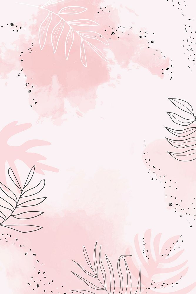 Pink leafy watercolor background vector