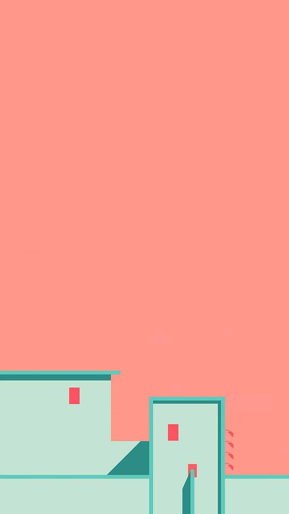 Minimal building on a peach background vector