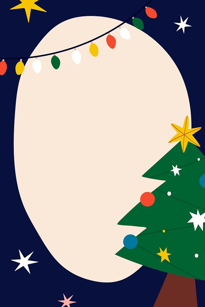 Festive oval Christmas frame vector