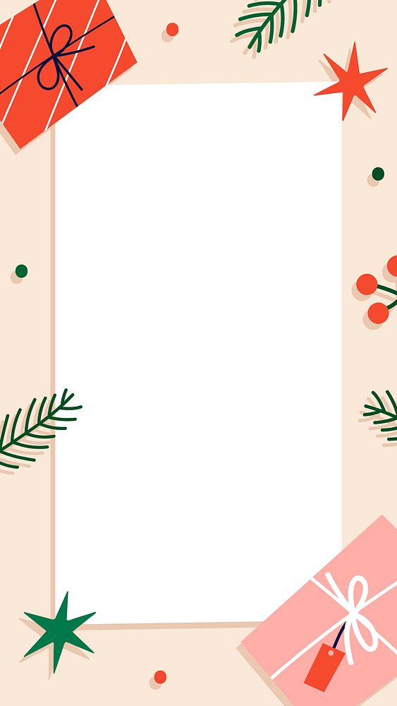 Christmas rectangle frame mobile wallpaper vector
