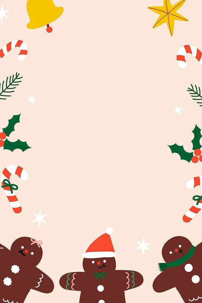 Festive Christmas gingerbread man frame vector