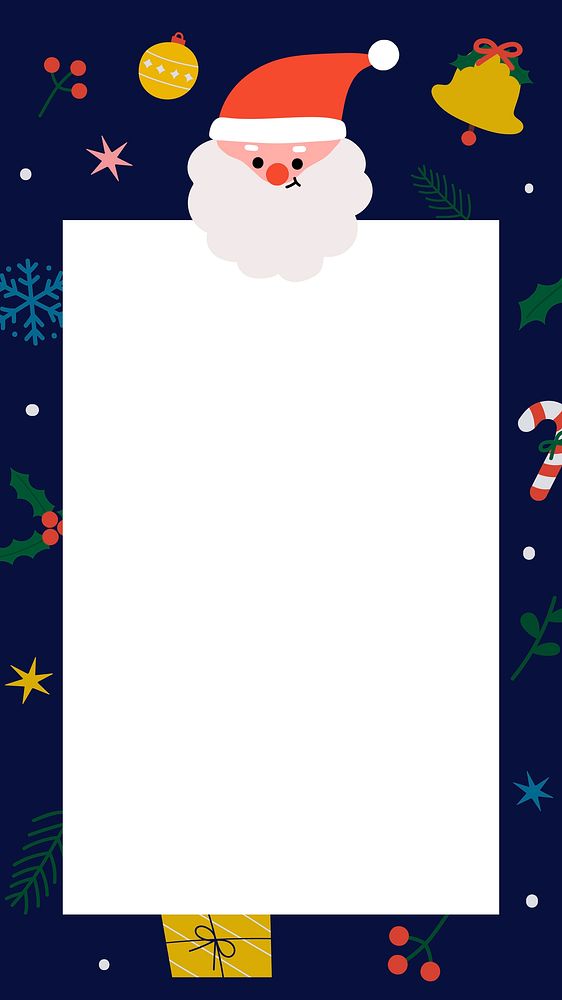 Rectangle Santa Christmas frame mobile wallpaper vector
