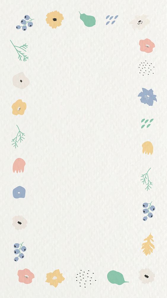Botanical pattern frame on beige mobile phone wallpaper vector