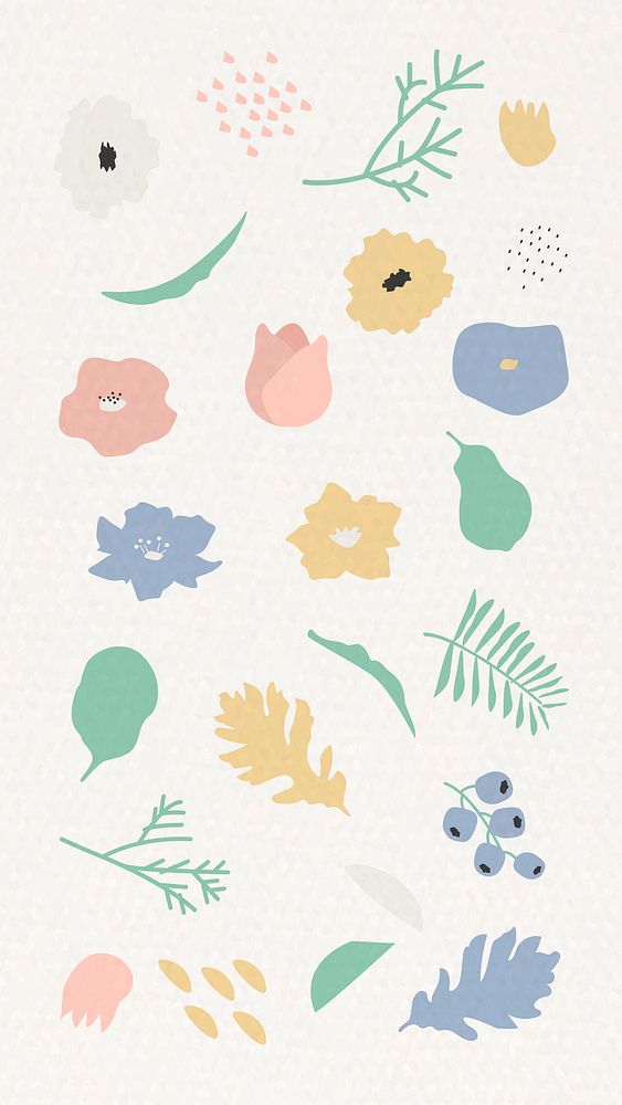 Botanical pattern on beige mobile phone wallpaper vector
