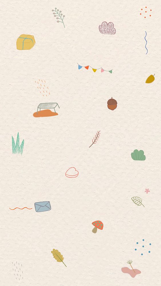 Cute autumn doodle patterned mobile screen wallpaper