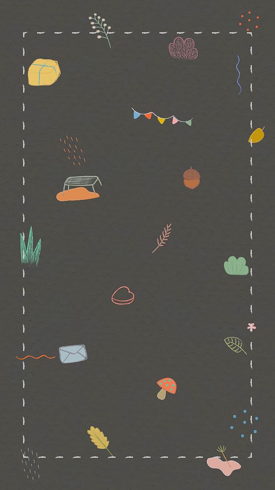 Cute autumn doodle patterned mobile screen wallpaper
