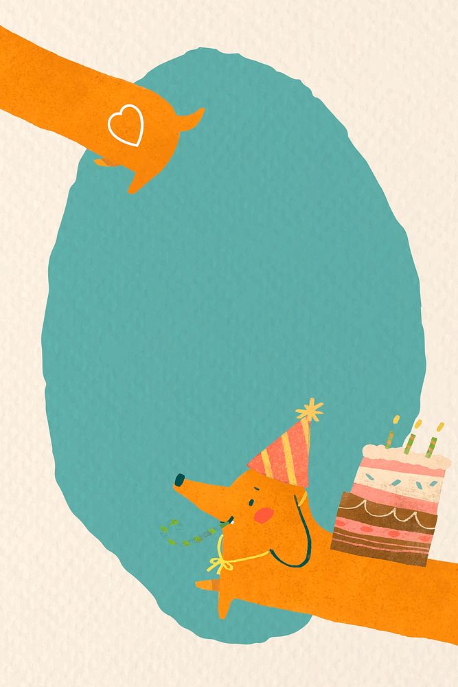 Animal doodle birthday frame vector
