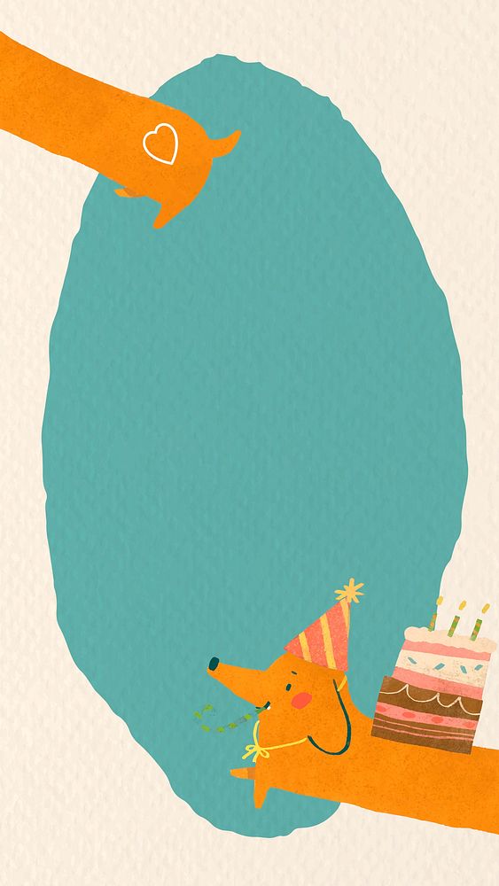 Animal doodle birthday mobile phone wallpaper vector