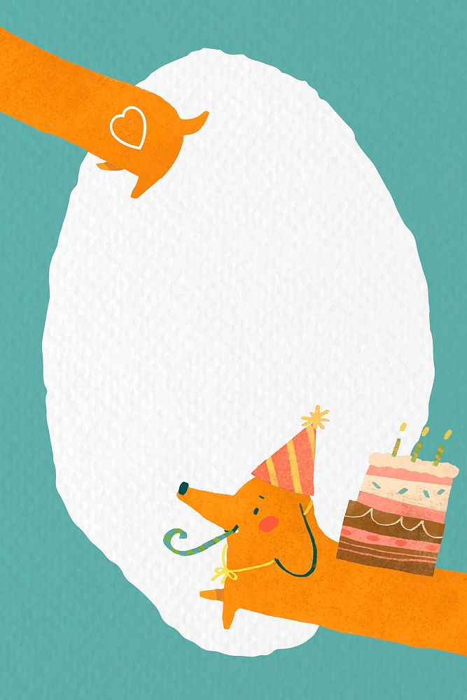 Animal doodle birthday frame vector