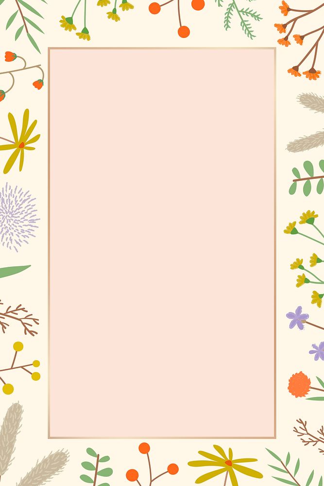 Doodle nature patterned frame vector