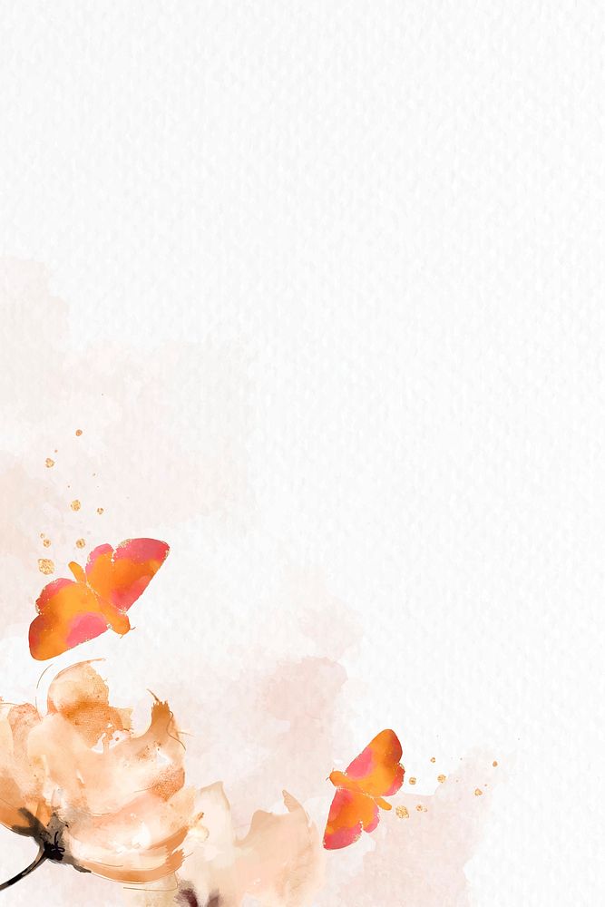 Moths and flowers watercolor background vector
