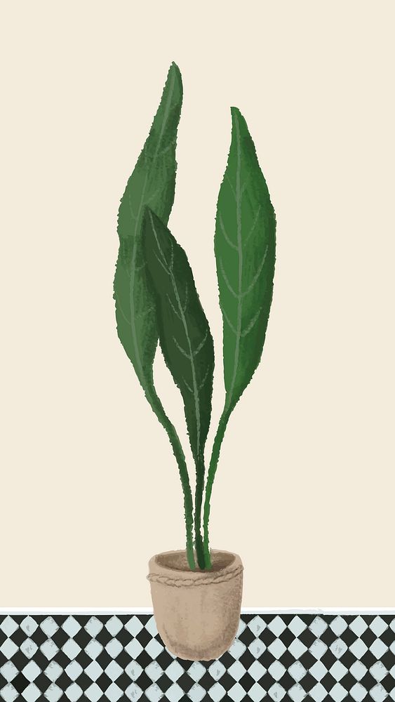 Houseplant sketch style mobile phone wallpaper vector