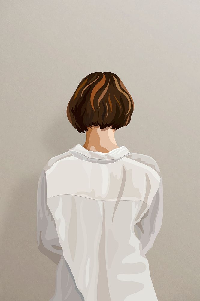 Rear view of woman on a beige background vector