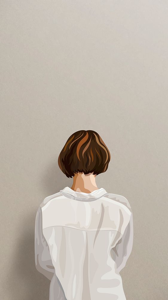 Rear view of woman in a white shirt mobile phone wallpaper vector