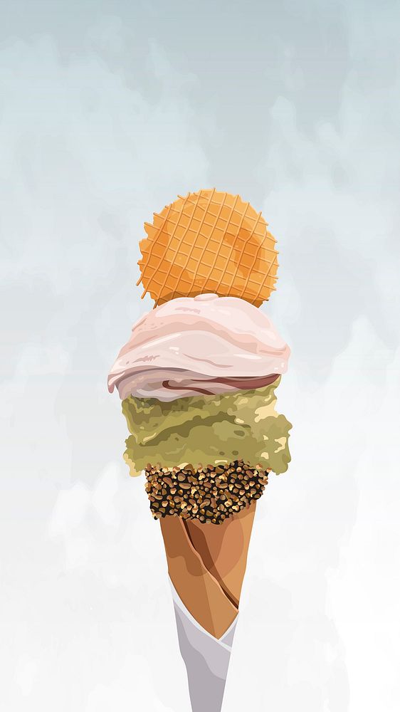 Ice cream cone in summer mobile phone wallpaper vector