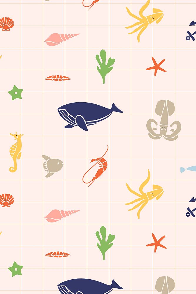 Underwater animals seamless pattern vector