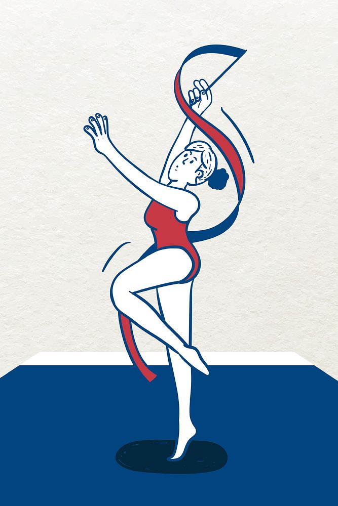 Female rhythmic gymnastic player character vector