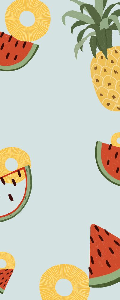 Hand drawn watermelon and pineapple wallpaper vector