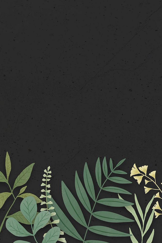 Green leaves border on a black background vector