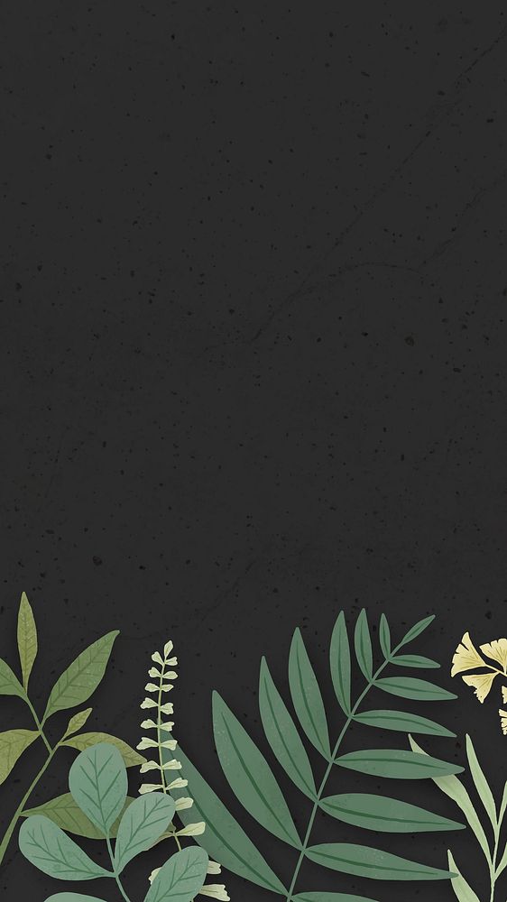 Green leaves border on a black background vector