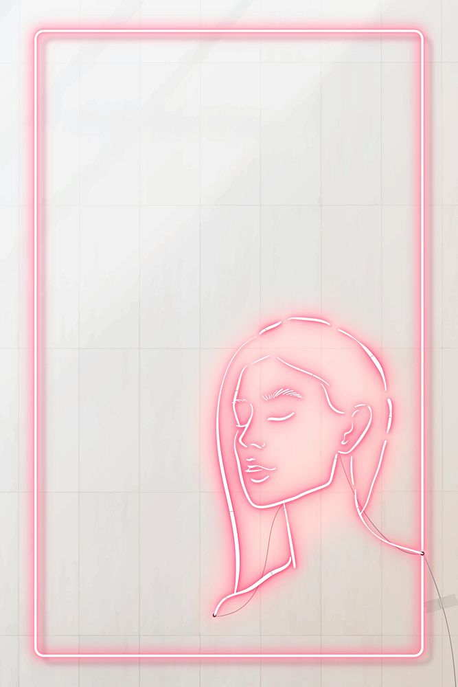 Feminine neon frame on a white background vector