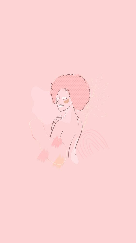 Pink feminine line art vector 
