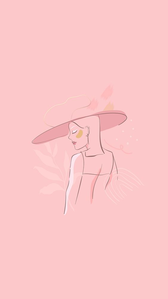 Pink feminine line art vector 