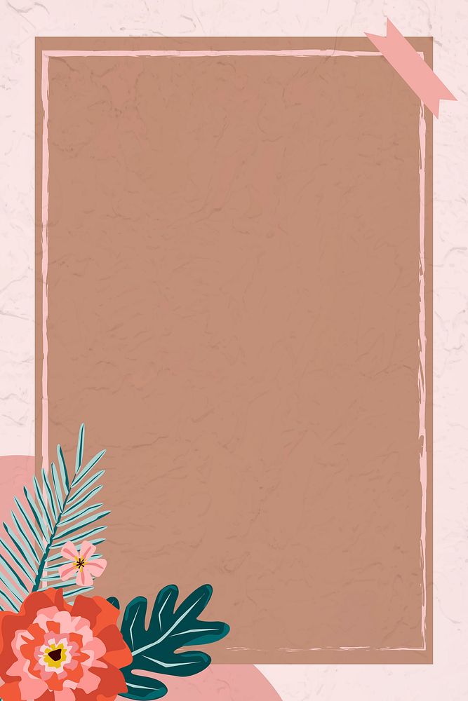 Floral frame with washi tape vector 