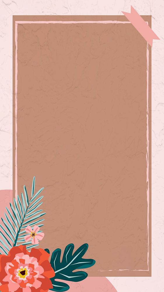 Floral frame with washi tape vector 