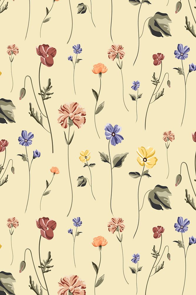 Colorful flowers on a beige background 