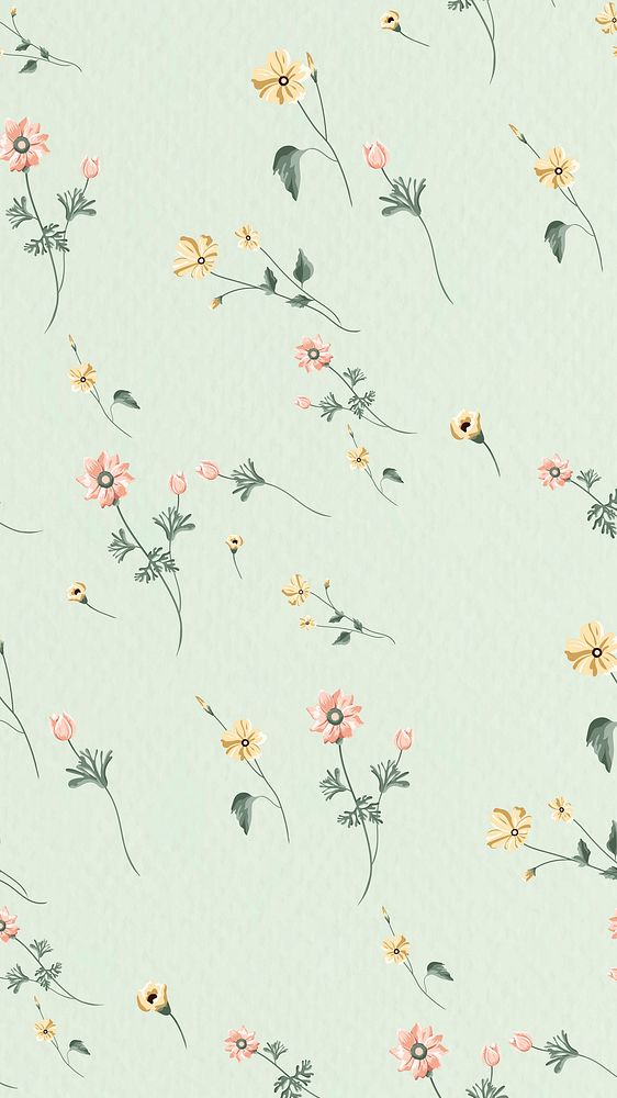 Blooming flower seamless pattern on a green background vector