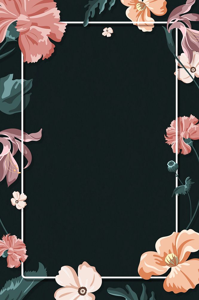 Colorful floral frame on a black background vector