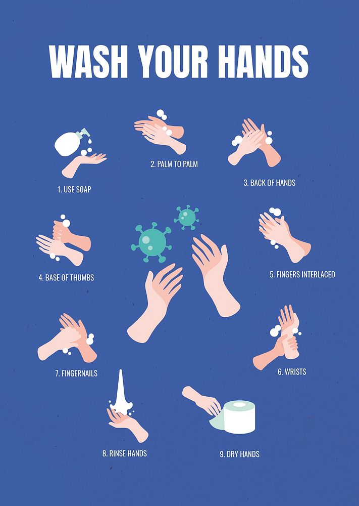 Wash your hands coronavirus protection template vector