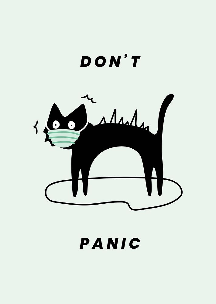 Don't panic black cat poster vector