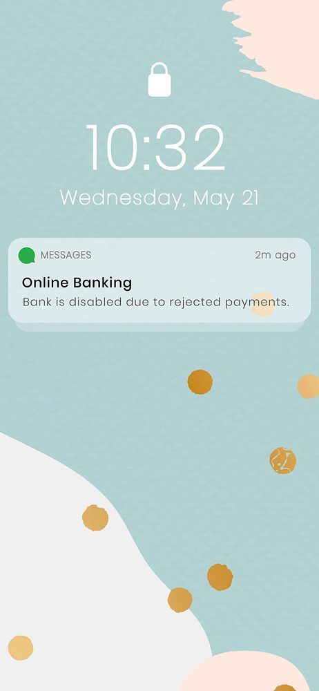 Online banking disabled due to rejected payments message vector 