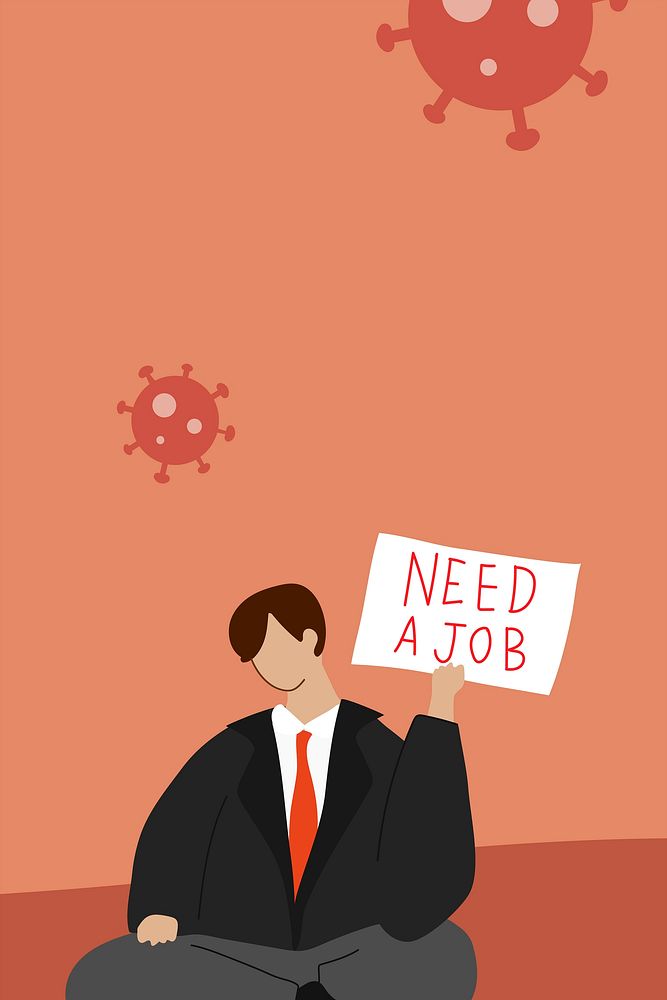 Man needs a job unemployment due to coronavirus vector