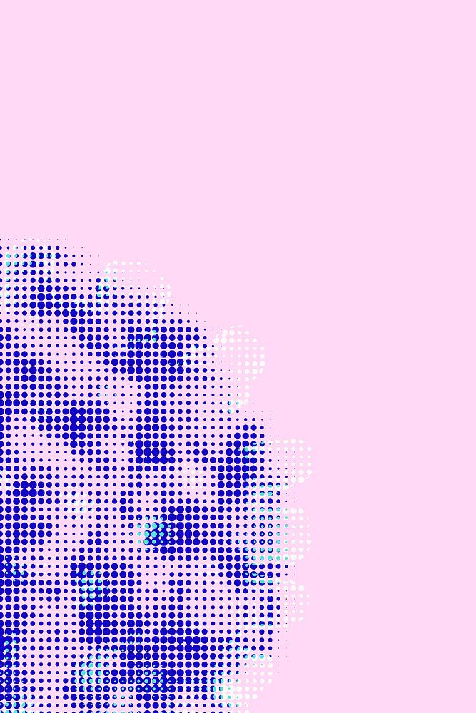 Blue halftone coronavirus on pink background vector