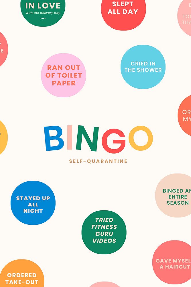 Self quarantine social media story bingo challenge vector