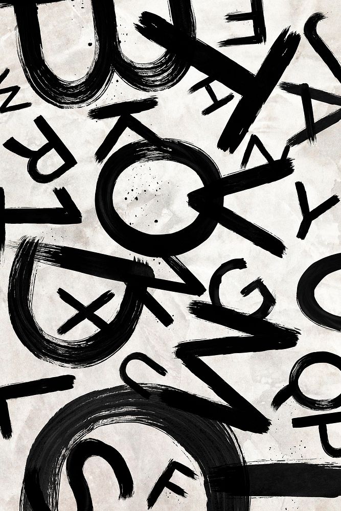 Jumbled alphabet grunge hand lettering typography set