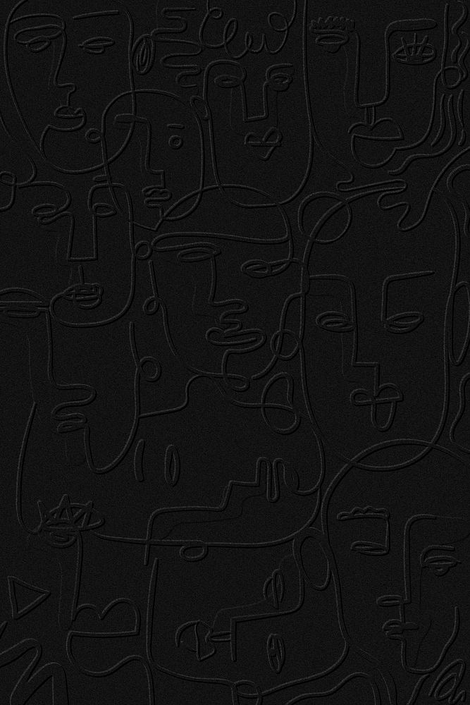 Abstract face line drawing on a black background design resource