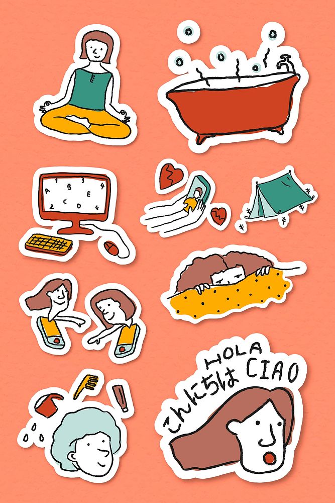 Stuck at home to do list doodle sticker vector