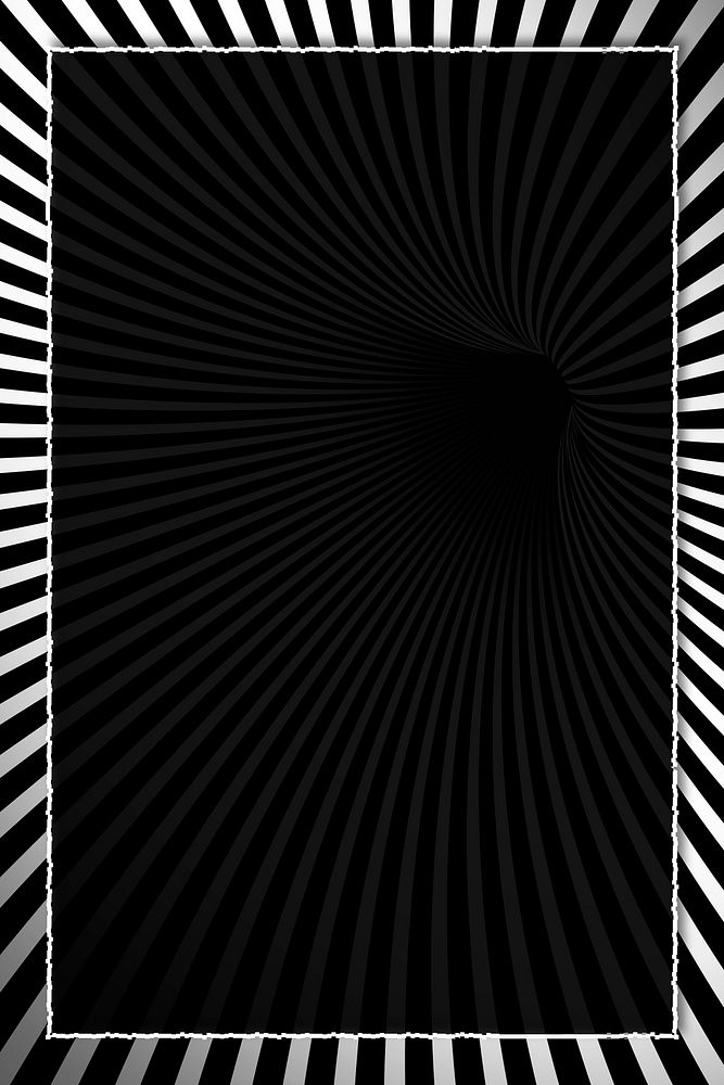 Black and white striped frame on black background