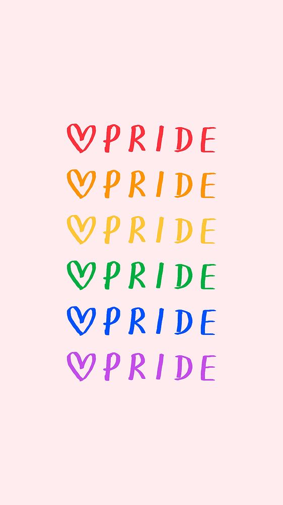 Pride doodle typography on a pink background vector