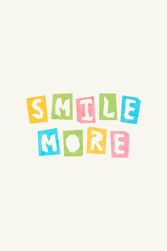 Smile more paper cut text typography font